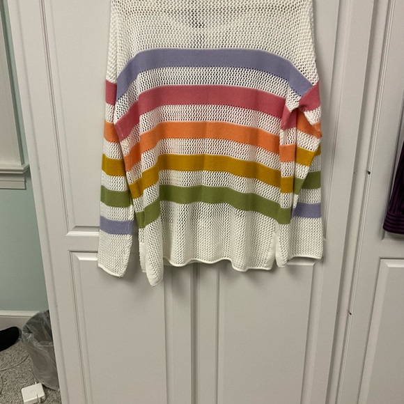 Elliott Lauren White Stripped Knit Sweater NWT Size-Large - Picture 4 of 4